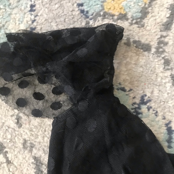 2/$10 Black Polka Dot Bodysuit Sheer Seethrough - Picture 3 of 6